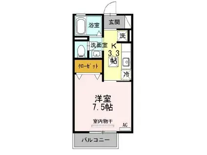 クルーガーランドB(1K/2階)の間取り写真