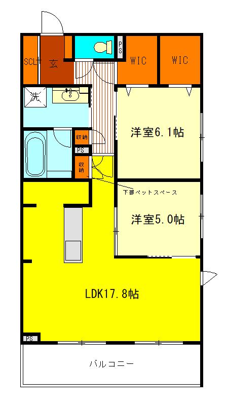APORTE DE BONHEUR(2LDK/2階)の間取り写真