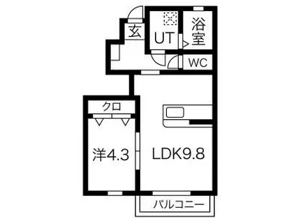EBLISSB棟(1LDK/1階)の間取り写真