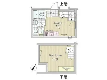 ラピス白金高輪(1LDK/1階)の間取り写真