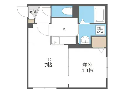 CREST白石中央(1LDK/4階)の間取り写真