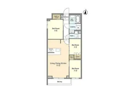 アジールコート練馬中村橋(3LDK/3階)の間取り写真