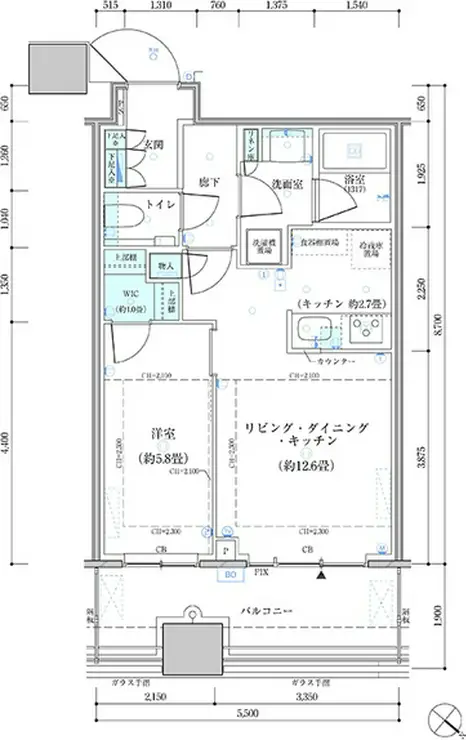 パークタワー勝どきサウス 6階階 間取り