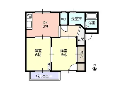 モーレア ラグーン(2DK/1階)の間取り写真