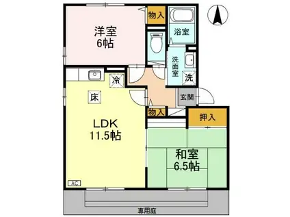 ラフィネ・A(2LDK/1階)の間取り写真