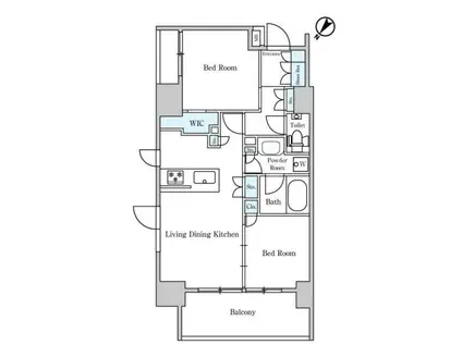ディームス大井町(2LDK/3階)の間取り写真