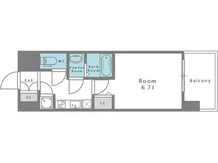 レジュールアッシュ中之島サウス(1K/11階)の間取り写真