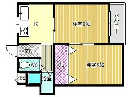 アクアハイツ(2DK/3階)の間取り写真