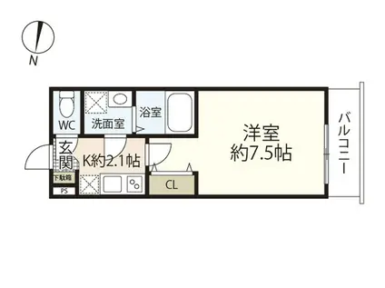 GREENHILL HATSUKAICHI(1K/1階)の間取り写真