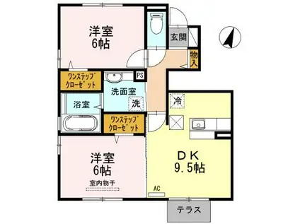 メゾン・ド・ロッシュ(2DK/1階)の間取り写真