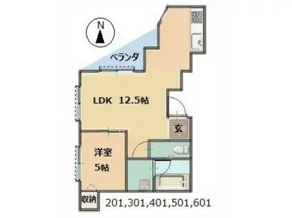 スプレンドール畑江(1LDK/4階)の間取り写真
