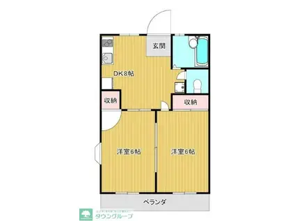 レピュートホソノII(2DK/2階)の間取り写真