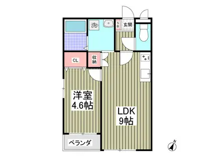 GARDEN MIYAKO II(1LDK/2階)の間取り写真