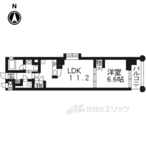 ベラジオ四条烏丸3(1LDK/10階)の間取り写真