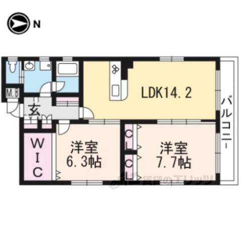 EXCEED二条高倉(2LDK/4階)の間取り写真