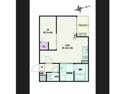 JACK SHIBA I(1LDK/2階)の間取り写真