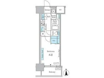 ヒヴィ・カーサ名駅西(1K/5階)の間取り写真