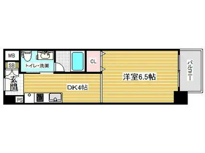 ライフデザイン三宮東(ワンルーム/6階)の間取り写真