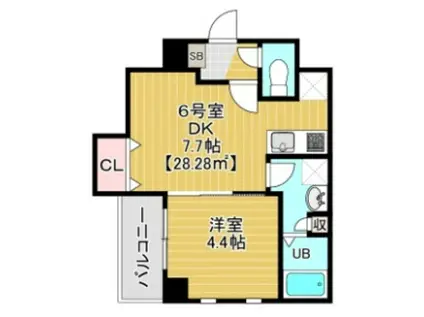 ステイビルII(1DK/7階)の間取り写真