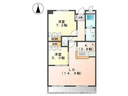 ウエスト ヒル (2LDK/5階)の間取り写真