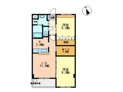 フレアマンション2(2LDK/1階)の間取り写真