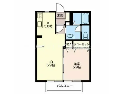 MASTTOWN市田 B(1LDK/1階)の間取り写真