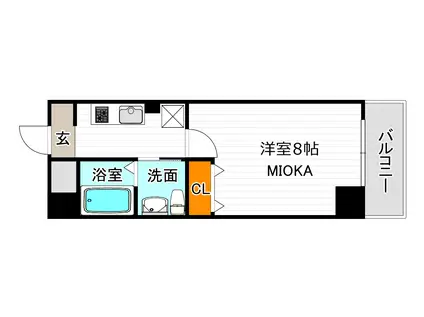 プレミアム西田辺(1K/7階)の間取り写真