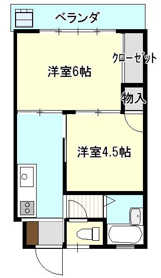 ハイムけやき(2K/2階)の間取り写真