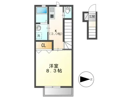 HIGH CREA(1K/2階)の間取り写真
