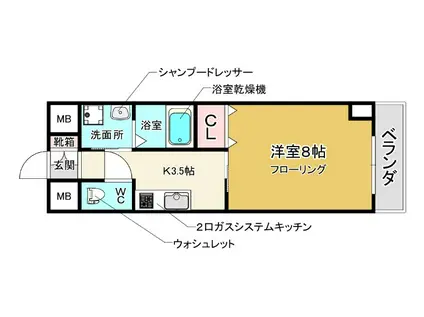 ロイヤルクィーンズパーク清風荘(1K/9階)の間取り写真