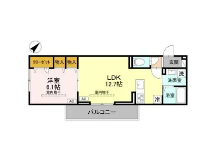 ルミナスプレイス(1LDK/2階)の間取り写真