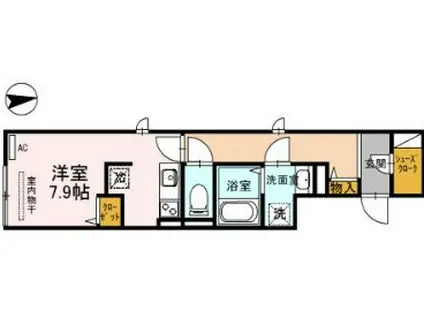 H&B 吉田(ワンルーム/1階)の間取り写真