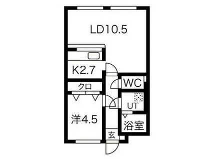 サンデンハイツ(1LDK/6階)の間取り写真