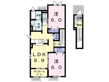 エクシード(2LDK/2階)の間取り写真