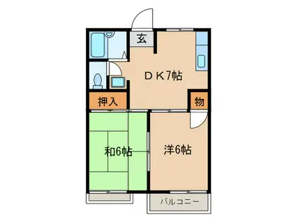 エクセル21(2DK/1階)の間取り写真