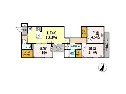 セレスティア西瑞江(3LDK/2階)の間取り写真