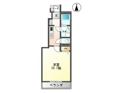 ヴァンベールII(1K/1階)の間取り写真