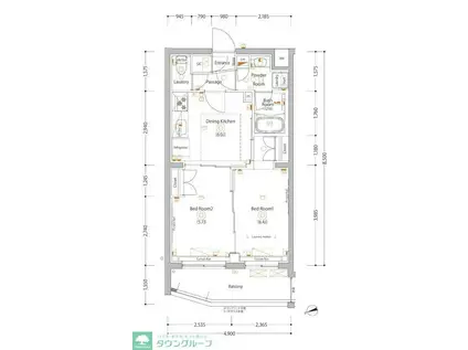 エストゥルース亀戸(2DK/2階)の間取り写真