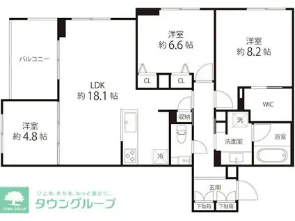 SUN ウエスト(3LDK/2階)の間取り写真
