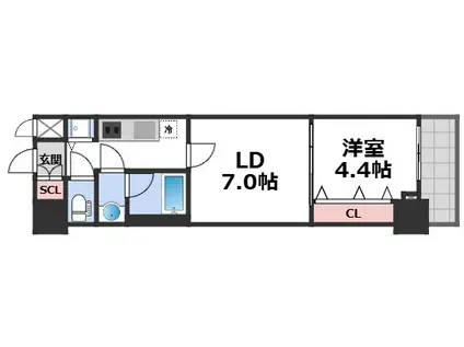 スプランディッド上本町ウエストII(2K/7階)の間取り写真
