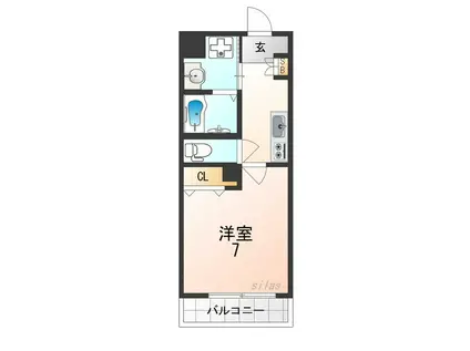 プルメリア阪大前(1K/2階)の間取り写真