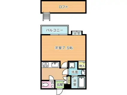 ネクサス若園(1K/2階)の間取り写真