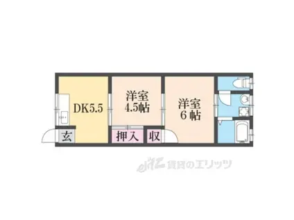 リーフデ堀(2DK/1階)の間取り写真
