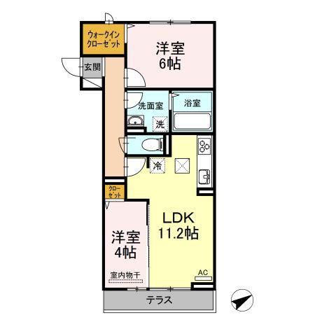 ジェルメII(2LDK/1階)の間取り写真