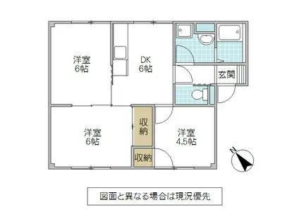 プラドール岡崎(2LDK/1階)の間取り写真