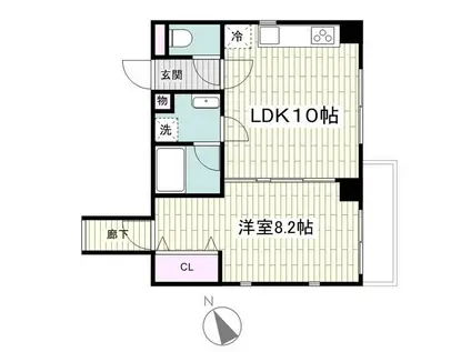 エシュレ湘南(1LDK/10階)の間取り写真