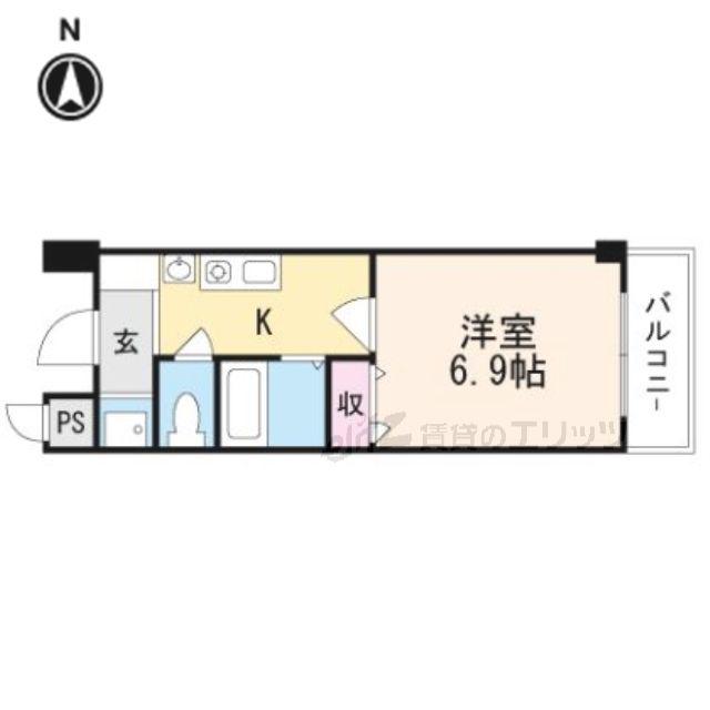 パルコート若園(1K/3階)の間取り写真