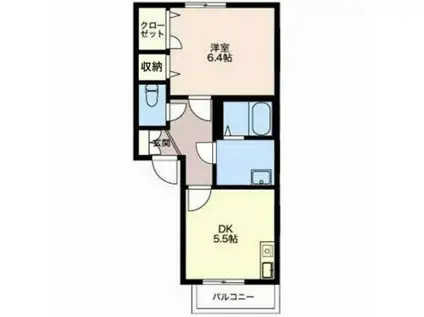 HELLO IS(1DK/2階)の間取り写真