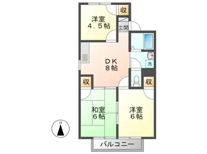 サントピア野口(3DK/1階)の間取り写真