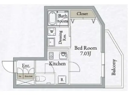 LIVEFLAT高田馬場(1K/2階)の間取り写真